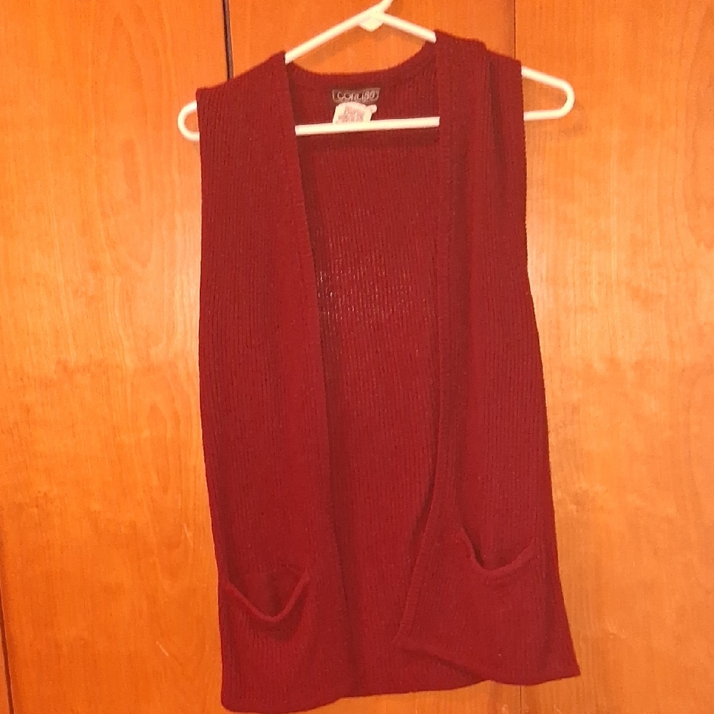 Coco + Carmen Burgundy Sleeveless Cardigan